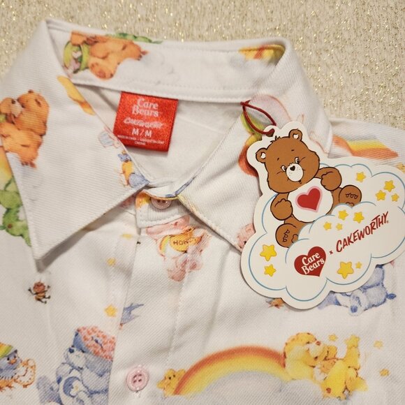 Cakeworthy Care Bears Cousins Flannel Button Down Shirt 80's Cartoon M NEW - Picture 4 of 11